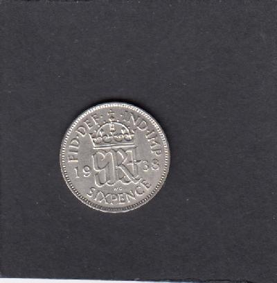 Beschrijving: 6 Pence GEORGIUS VI